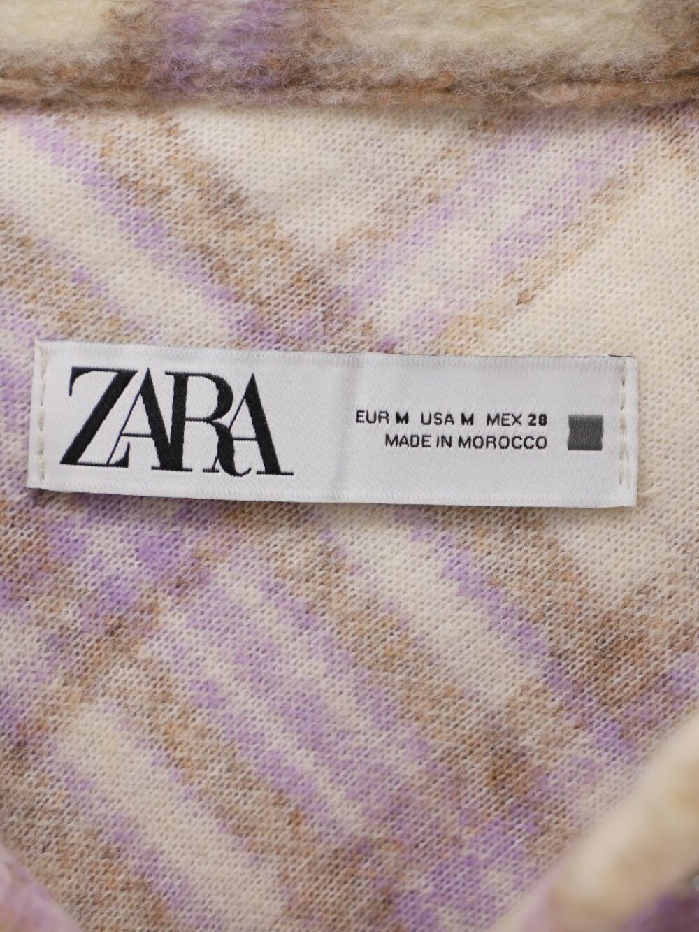 ZARA Wool Blend Plaid Cropped Shacket Jacket in Lilac & Cream Size M - Picture 5 of 5
